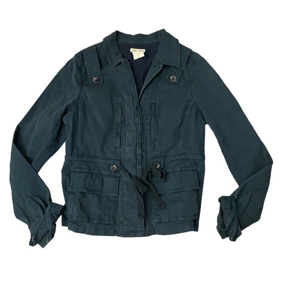 anthro Hei Hei Cargo Canvas Utility Jacket Military Long Sleeve Blue Size 6 - Picture 2 of 11